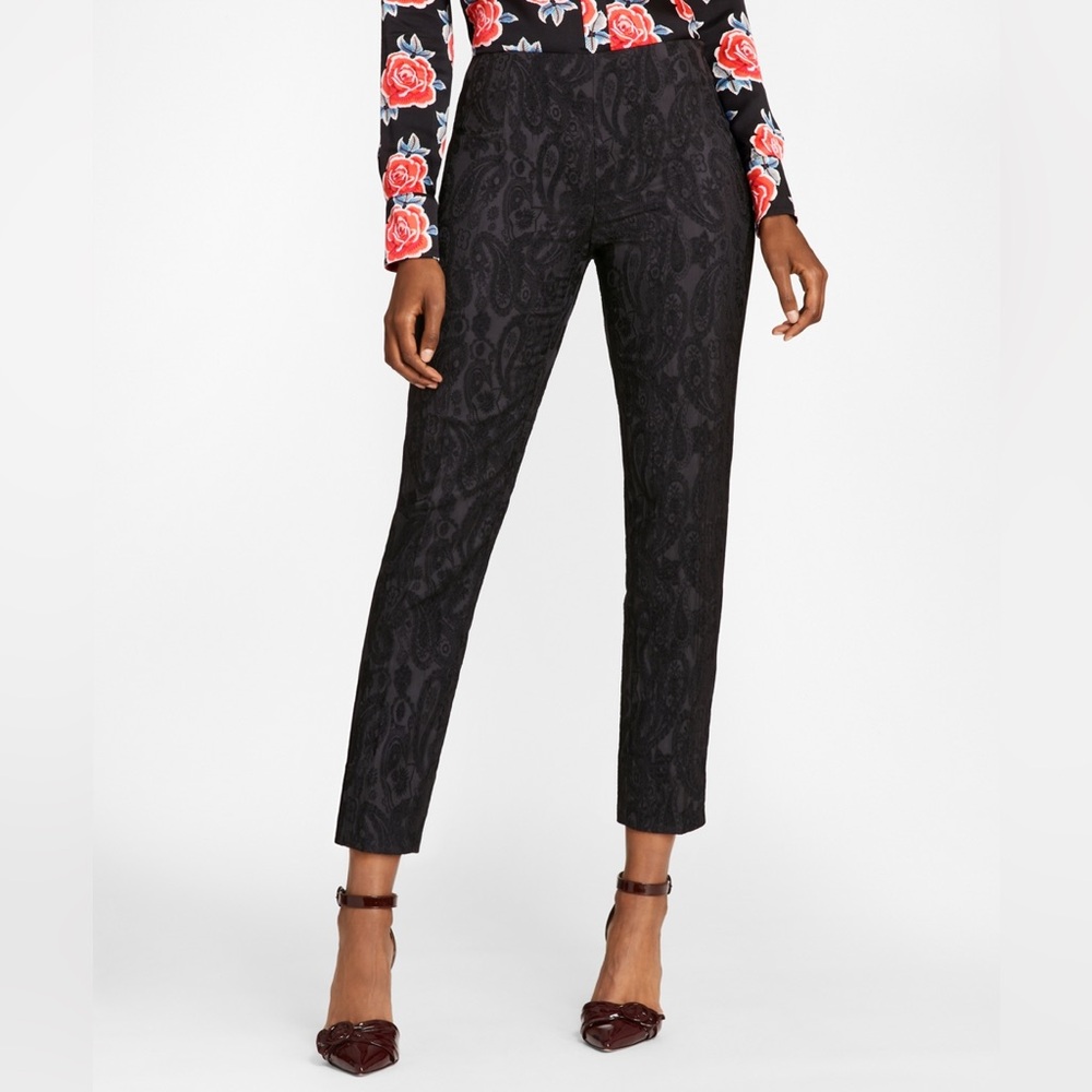 Brooks Brothers Black Paisley Jacquard Pants size 2
